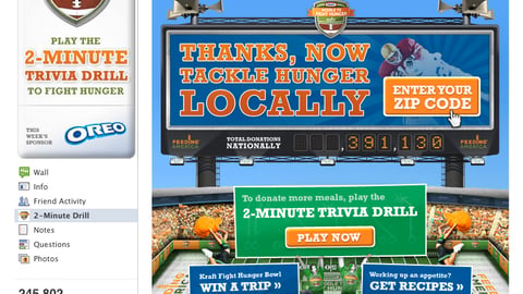 Kraft 'Huddle to Fight Hunger' Facebook Page